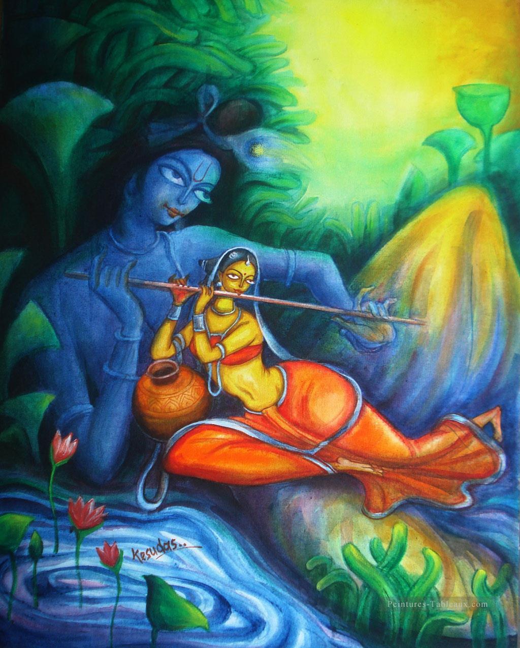Radha Krishna 9 hindouisme Peintures à l'huile